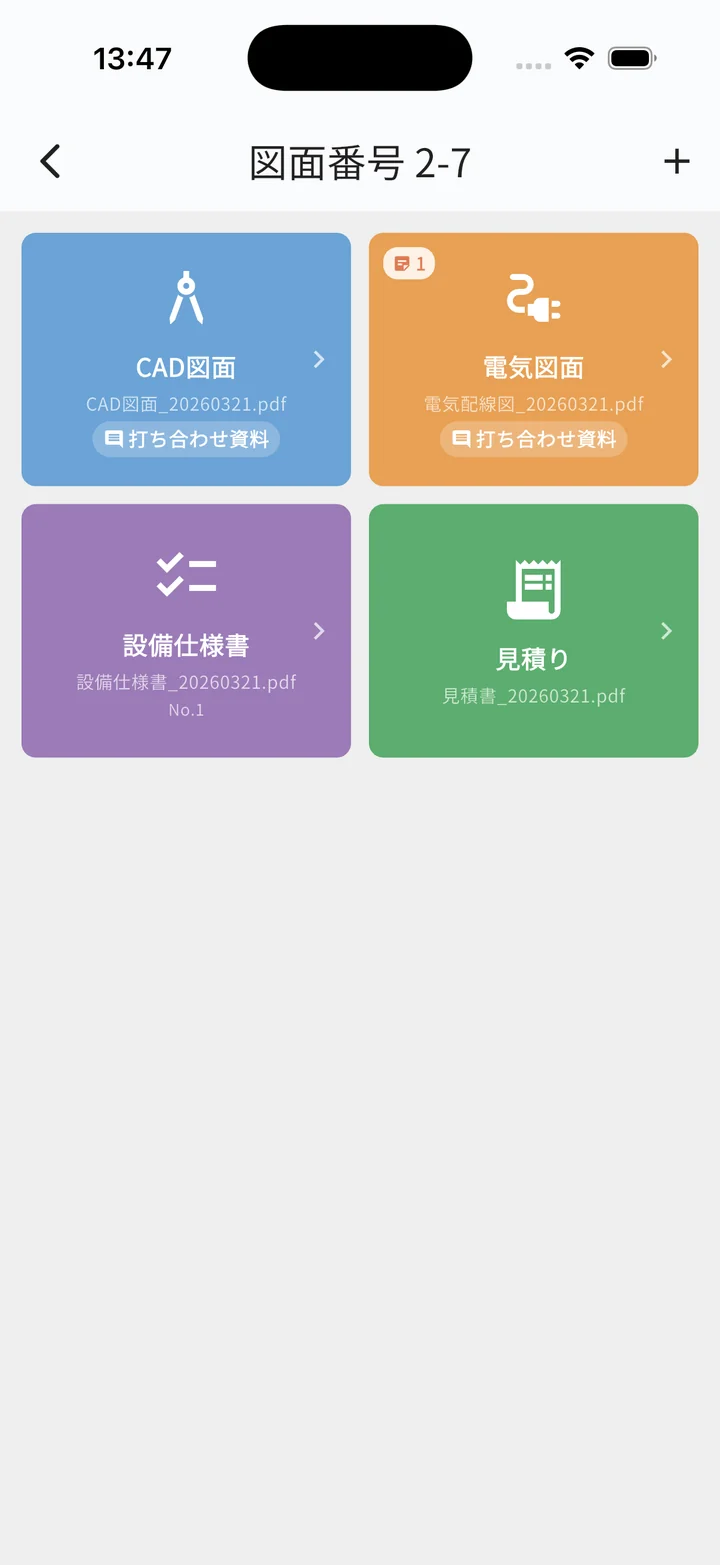 グループ詳細のタイルに出る「打ち合わせ資料」ラベル